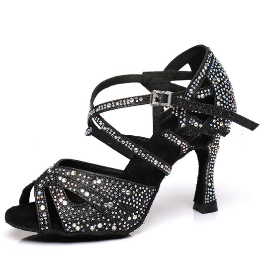 Women's Latin Dance Shoes - High Heel Ballroom Dancing Shoes with Silk Upper