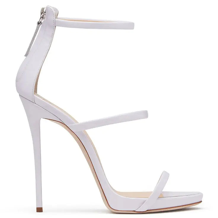 High Heels Catwalk Shoes for Women - Patent Leather Fish Mouth Ankle Strap Pumps