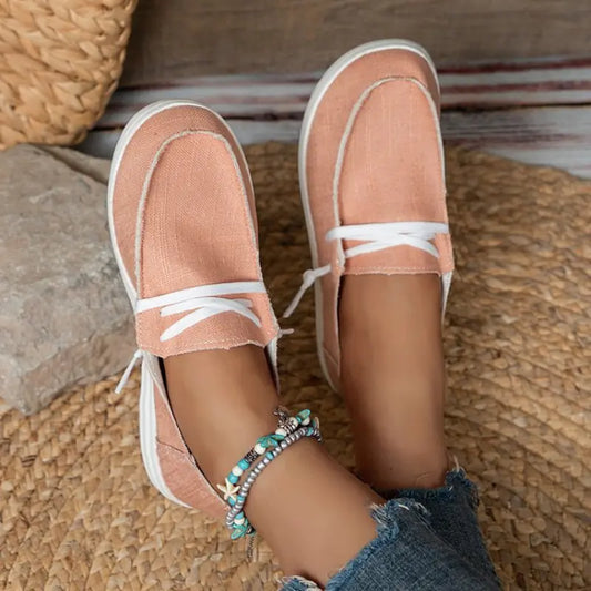 Women's Lightweight Canvas Slip-On Shoes - Casual Comfort Sneakers