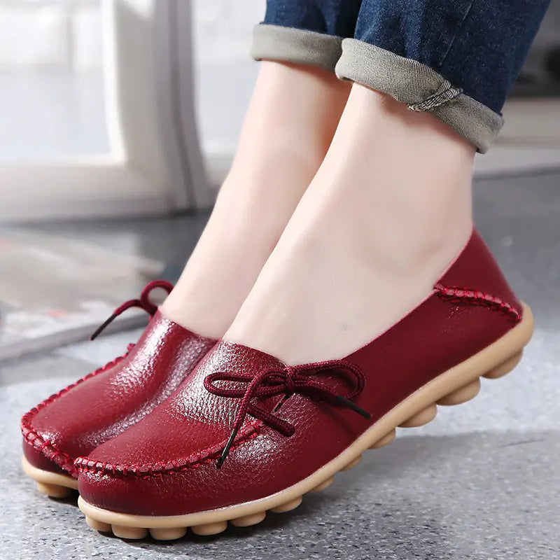 Plus Size Leather Casual Flat Shoes for Women