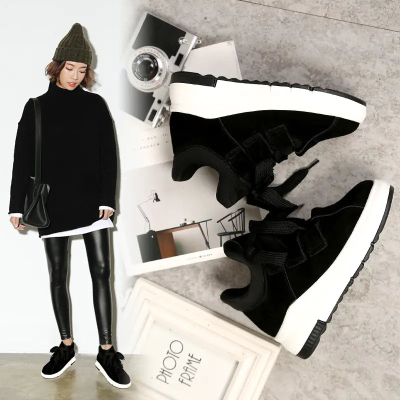 Women's Plush Sports Shoes - Thick Sole Casual Sneakers