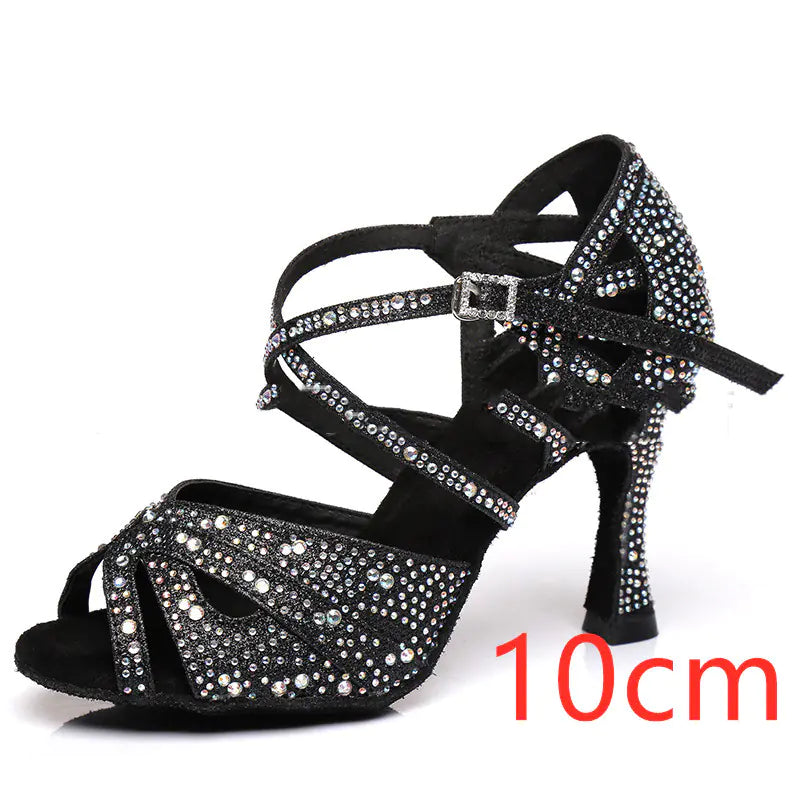 Women's Latin Dance Shoes - High Heel Ballroom Dancing Shoes with Silk Upper