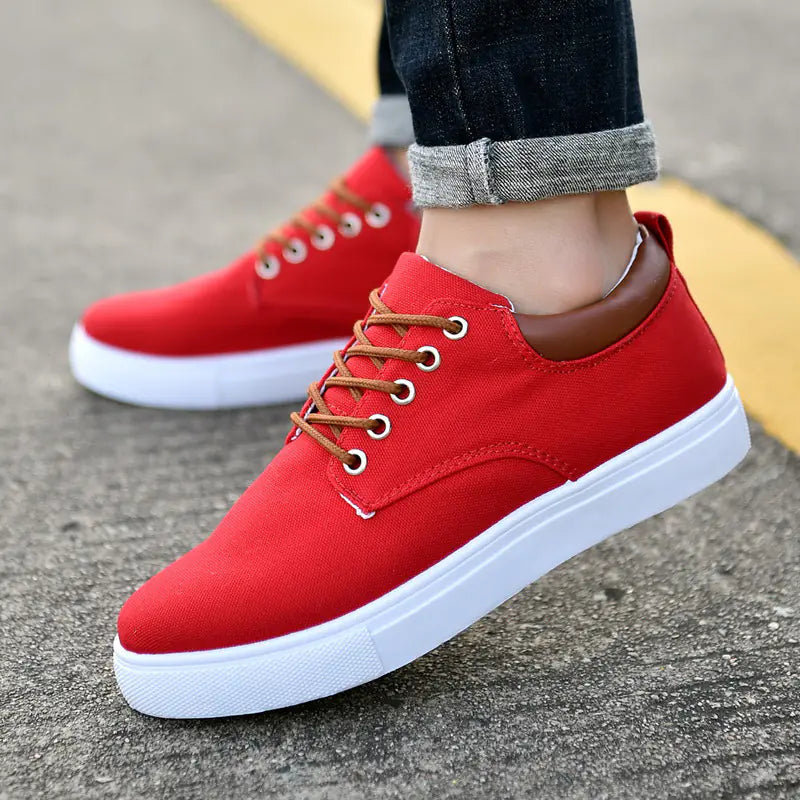 Korean Style Canvas Sneakers - Unisex Casual Shoes with Suede Accents