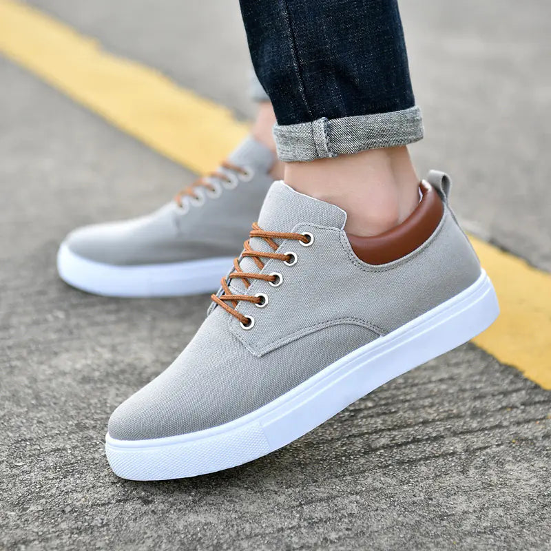 Korean Style Canvas Sneakers - Unisex Casual Shoes with Suede Accents