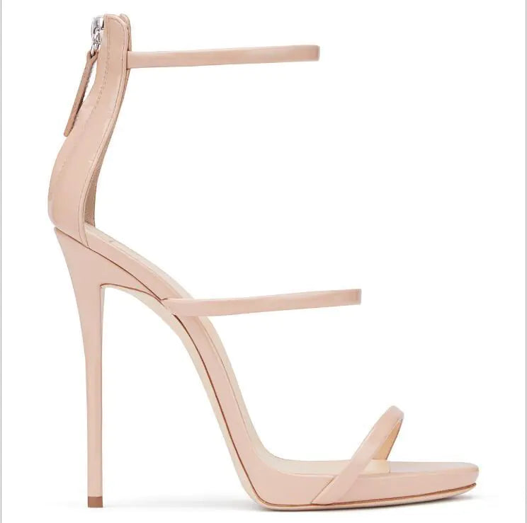 High Heels Catwalk Shoes for Women - Patent Leather Fish Mouth Ankle Strap Pumps