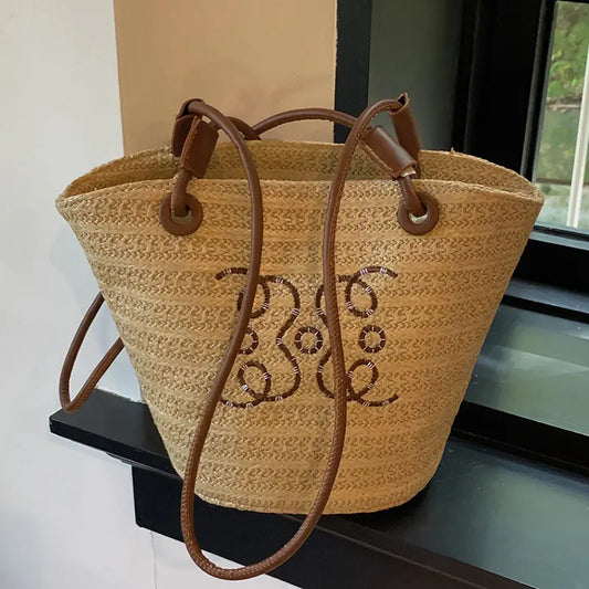 2025 Women's Straw Tote Bag - Large Summer Woven Bucket Bag | Gotaar