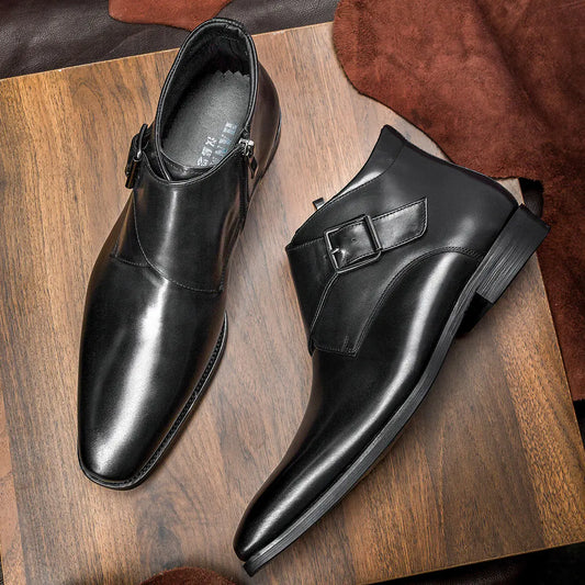 Men's Sleek High-Top Martin Boots - Premium Leather Square Toe Boots