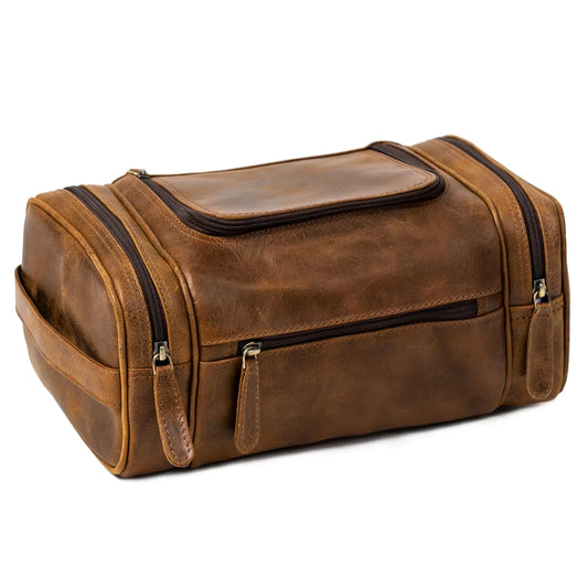 Voyager Leather Dopp Kit - Unisex Toiletry Travel Bag