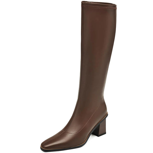Chic Stretchy Tall Riding Boots with Side Zipper
