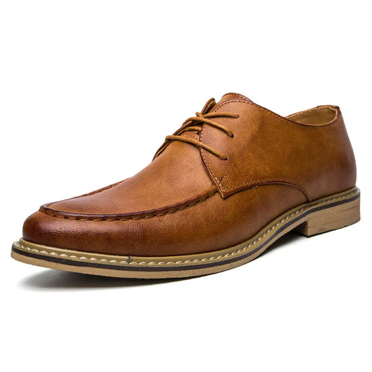 Men's Pointed Toe Leather Dress Shoes - Stylish Retro Oxford Shoes for Spring/Fall