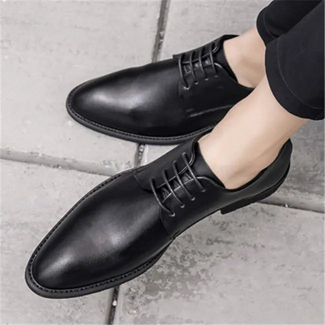Men's English Casual Shoes - Formal Leather Pointed Toe Dress Shoes - Gotaar