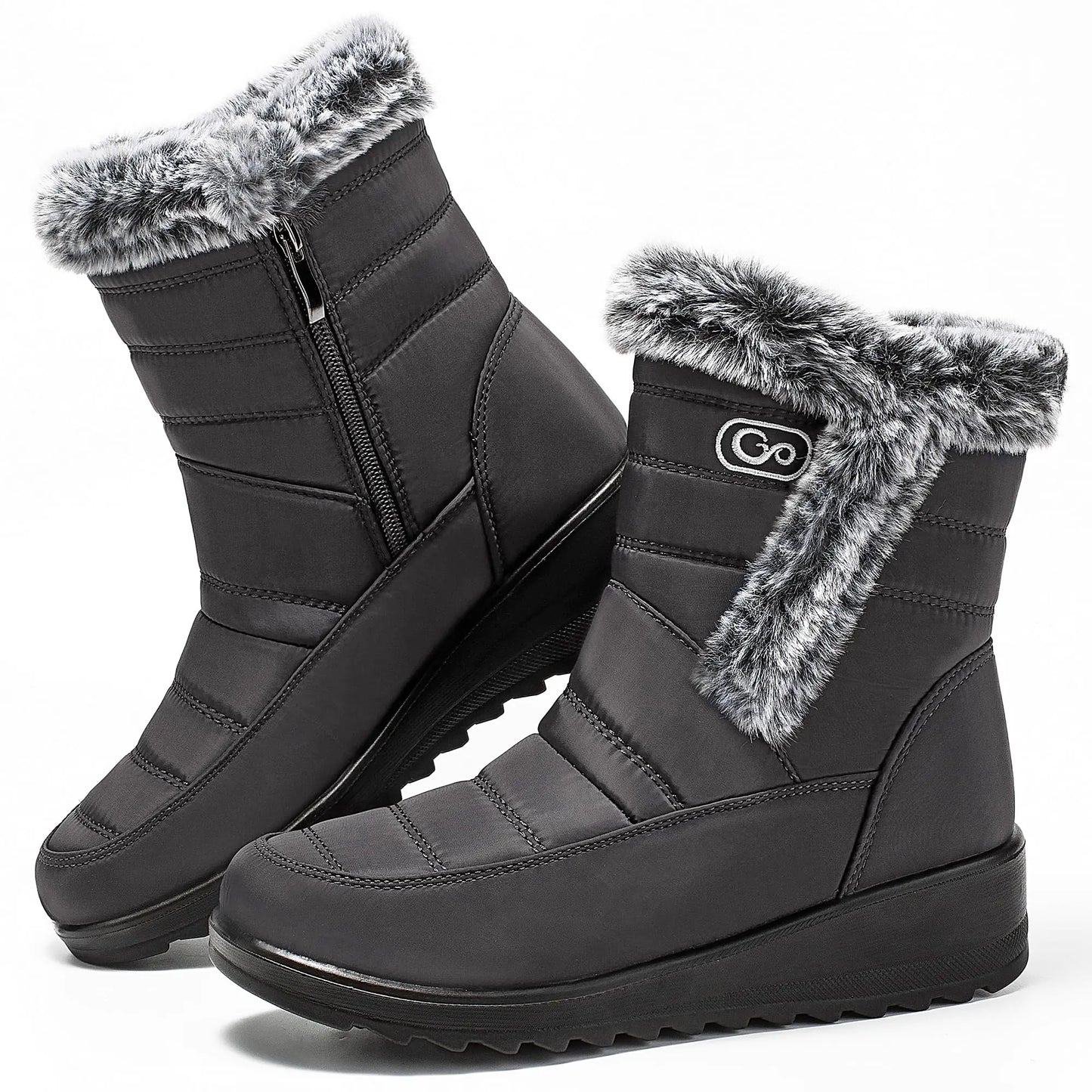 HARENCE Women's Winter Snow Boots - Warm Fur Lined Waterproof Ankle Booties