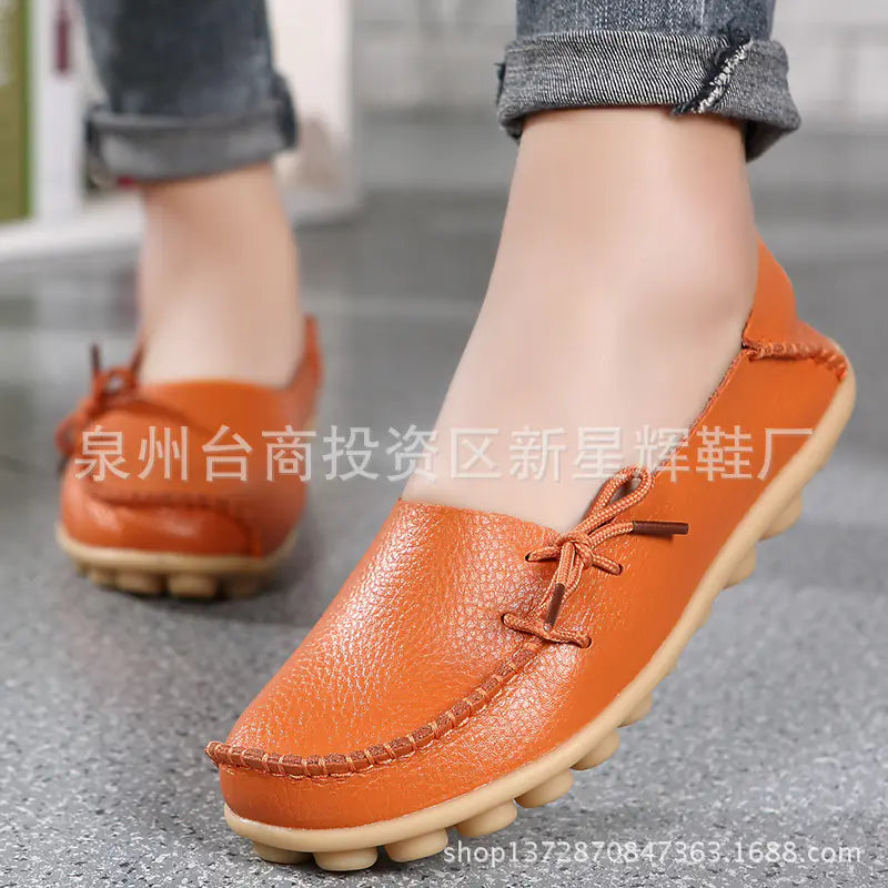Plus Size Leather Casual Flat Shoes for Women