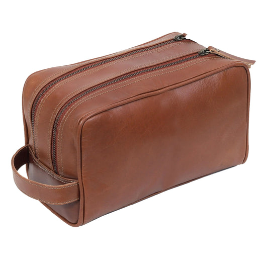 VC Vintage Couture Luxury Leather Toiletry Travel Bag for Men