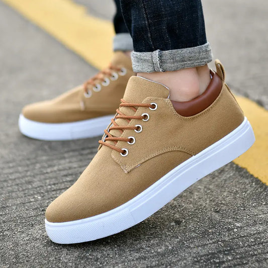 Korean Style Canvas Sneakers - Unisex Casual Shoes with Suede Accents