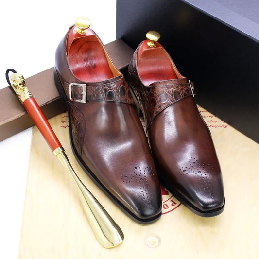 Premium British Style Cowhide Leather Dress Shoes - Men's Business Casual