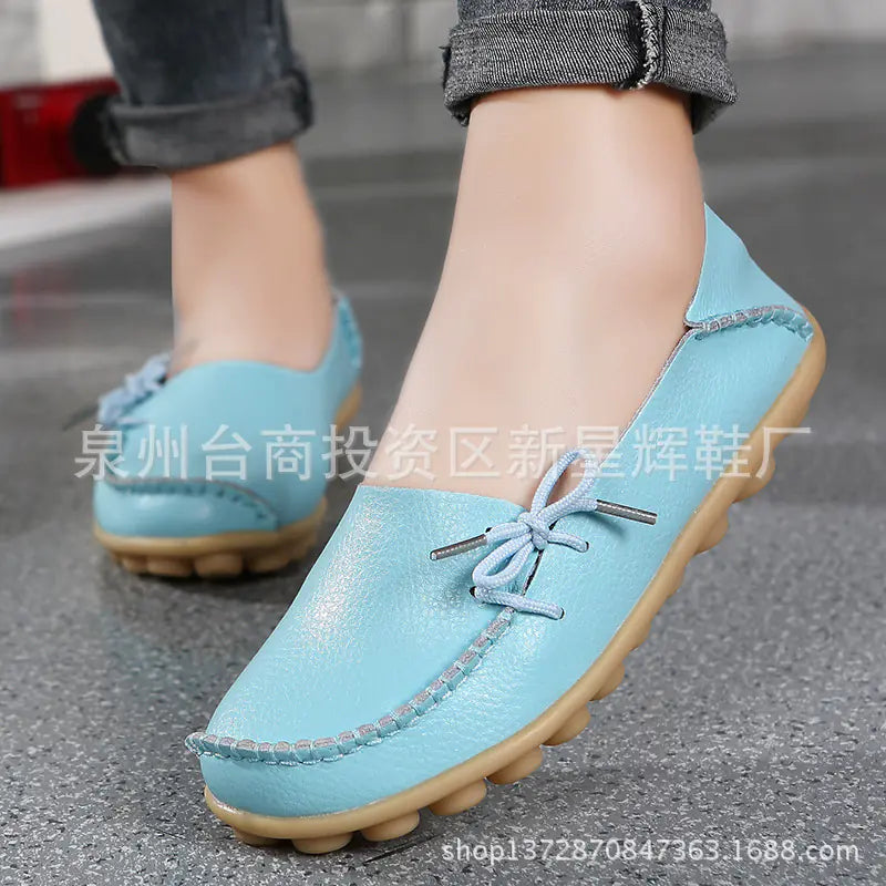 Plus Size Leather Casual Flat Shoes for Women