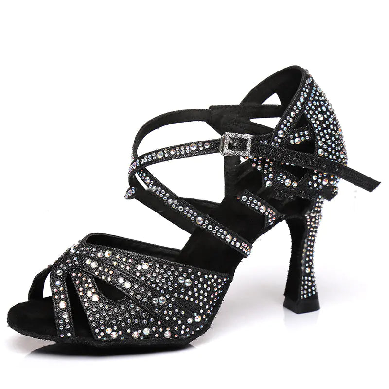 Women's Latin Dance Shoes - High Heel Ballroom Dancing Shoes with Silk Upper