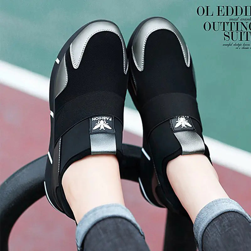 Women's Thick-Sole Sports Sneakers - Premium PU Mesh Athletic Shoes