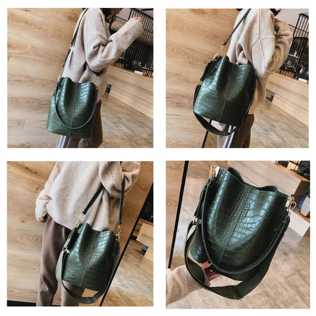 Olive Croc Blake Bucket Bag