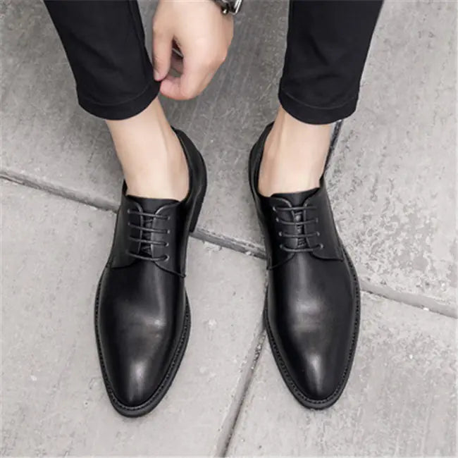 Men's English Casual Shoes - Formal Leather Pointed Toe Dress Shoes