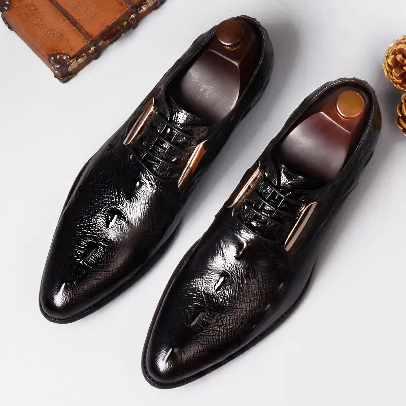 Men's Luxury Crocodile Pattern Leather Casual Shoes - Premium Dress Shoes