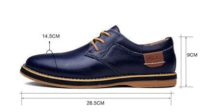 Men's Breathable Cowhide Leather Casual Shoes - Business Comfort Footwear