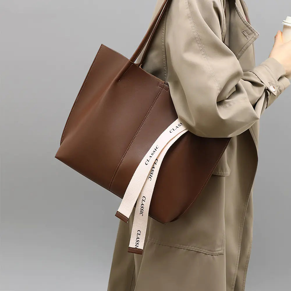 Premium Cow Leather Women's Tote Bag - Luxury Large Capacity Handbag