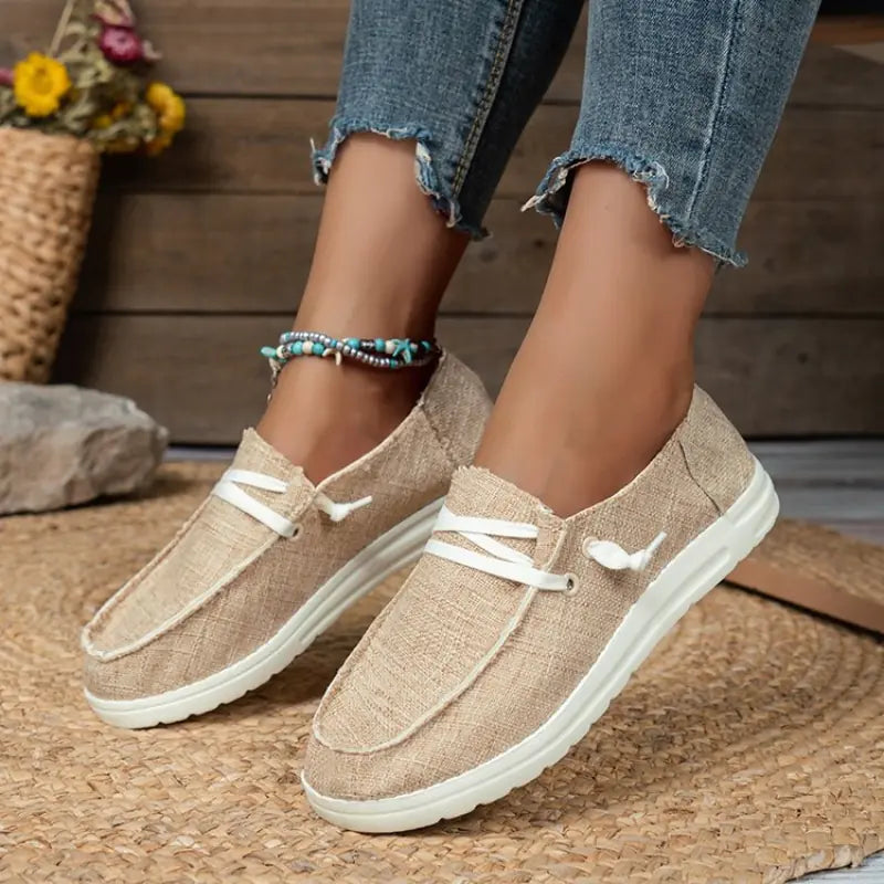 Women's Lightweight Canvas Slip-On Shoes - Casual Comfort Sneakers
