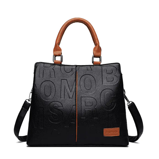 Women's Large Capacity Soft Leather Tote Bag - Embossed PU Handbag