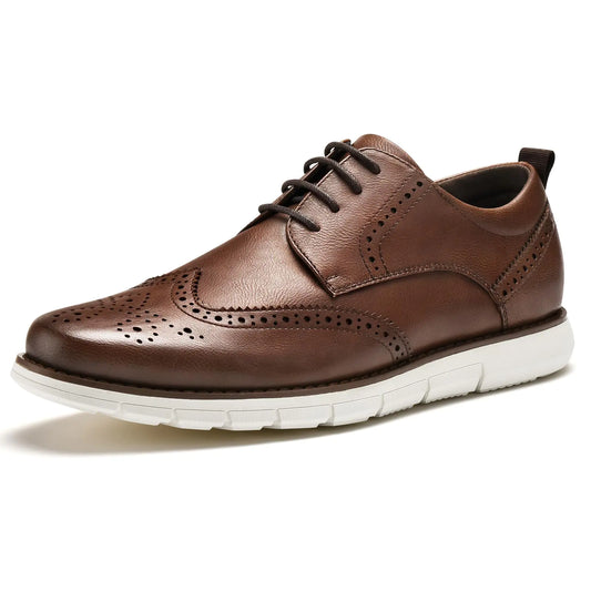 Men's Wingtip Brogue Oxford Shoes Dark Brown - Business Dress Shoes | Comfortable