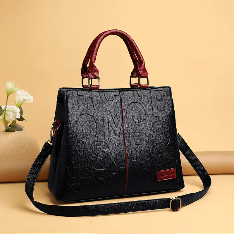 Women's Large Capacity Soft Leather Tote Bag - Embossed PU Handbag