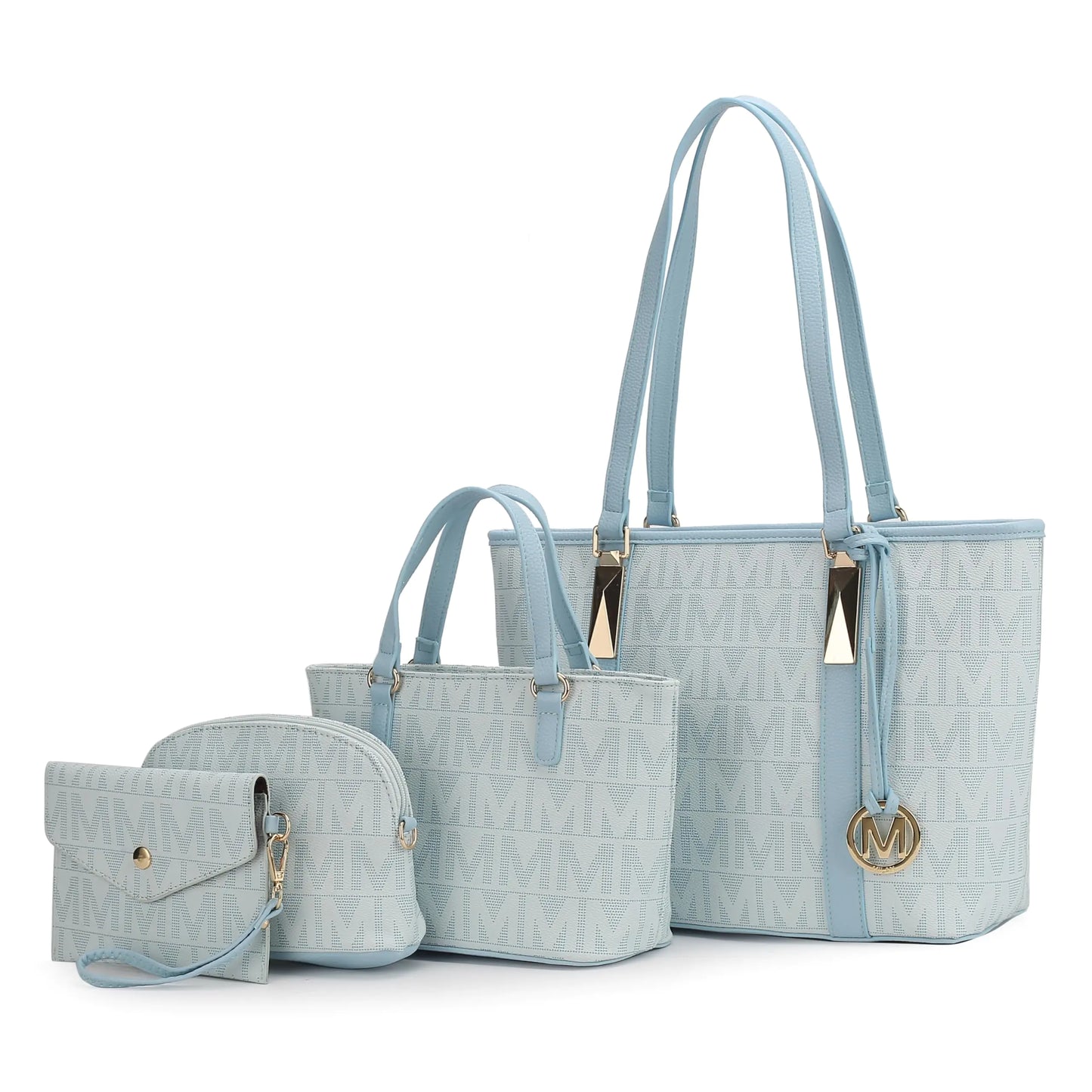 MKF Collection 4-Piece Tote Bag Set - Vegan Leather Handbag Purse Wristlet