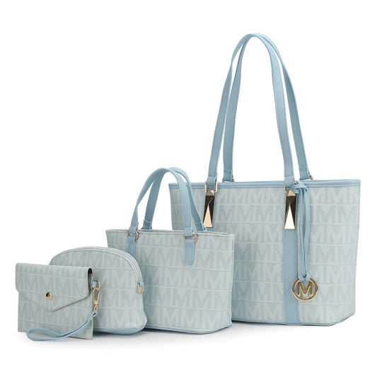 MKF Collection 4-Piece Tote Bag Set - Vegan Leather Handbag Purse Wristlet