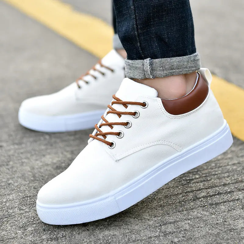 Korean Style Canvas Sneakers - Unisex Casual Shoes with Suede Accents