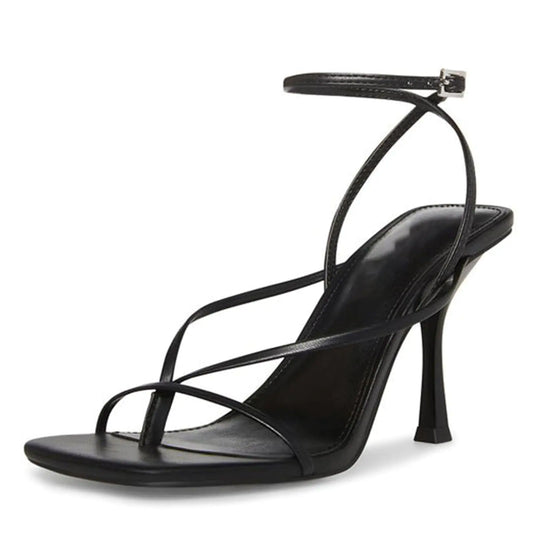 Olomisa Strappy Heels - Square Toe Thong Stiletto Ankle Strap Sandals for Women