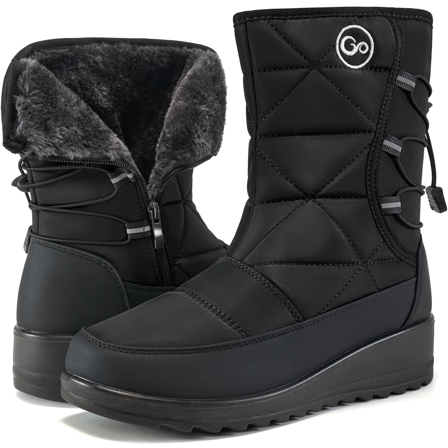 HARENCE Cozy Fur-Lined Winter Boots - Waterproof Snow Boots with Zipper