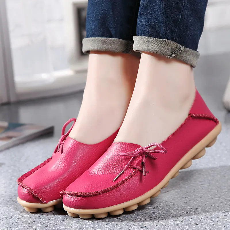 Plus Size Leather Casual Flat Shoes for Women