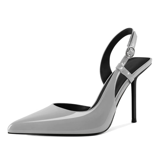 Women's Slingback Heels - 4 Inch Pointed Toe Stiletto Pumps with Beaded Detail