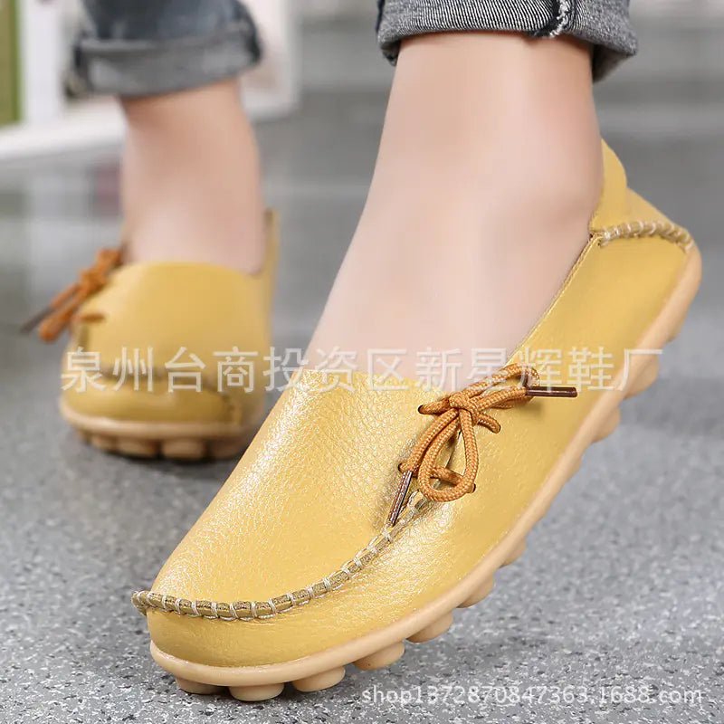 Plus Size Leather Casual Flat Shoes for Women - Gotaar