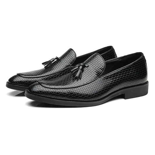 Men's Business Casual Moccasins - Pointed Toe Tassel Loafers