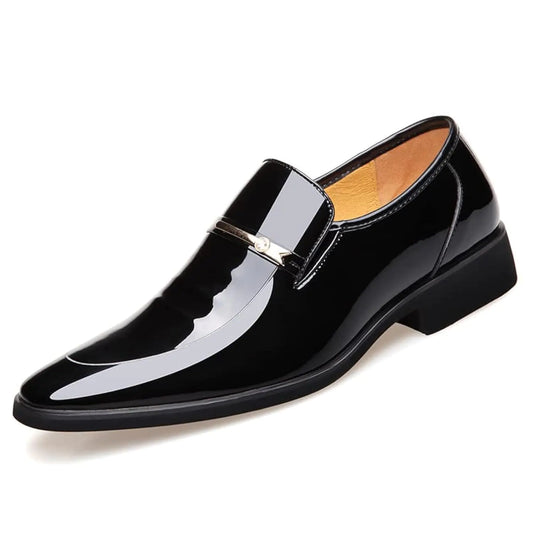 Mens Dress Shoes Oxford Formal Classic Business Shoes Casual Wedding Faux Patent Derby Shoe Black