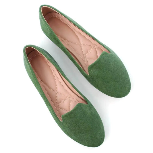 Chic Womens Slip-On Ballet Flats in Army Green