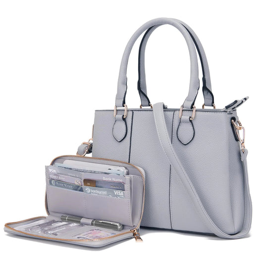 Women's Purse and Wallet Set - PU Leather Crossbody Tote Satchel Shoulder Bag