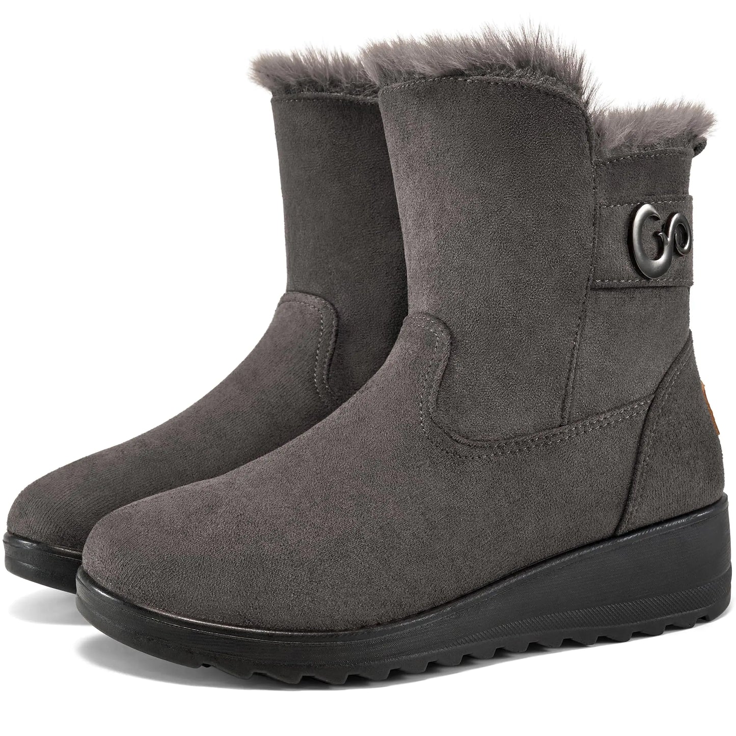 Ablanczoom Winter Snow Boots - Suede Fur Lined Waterproof Ankle Booties