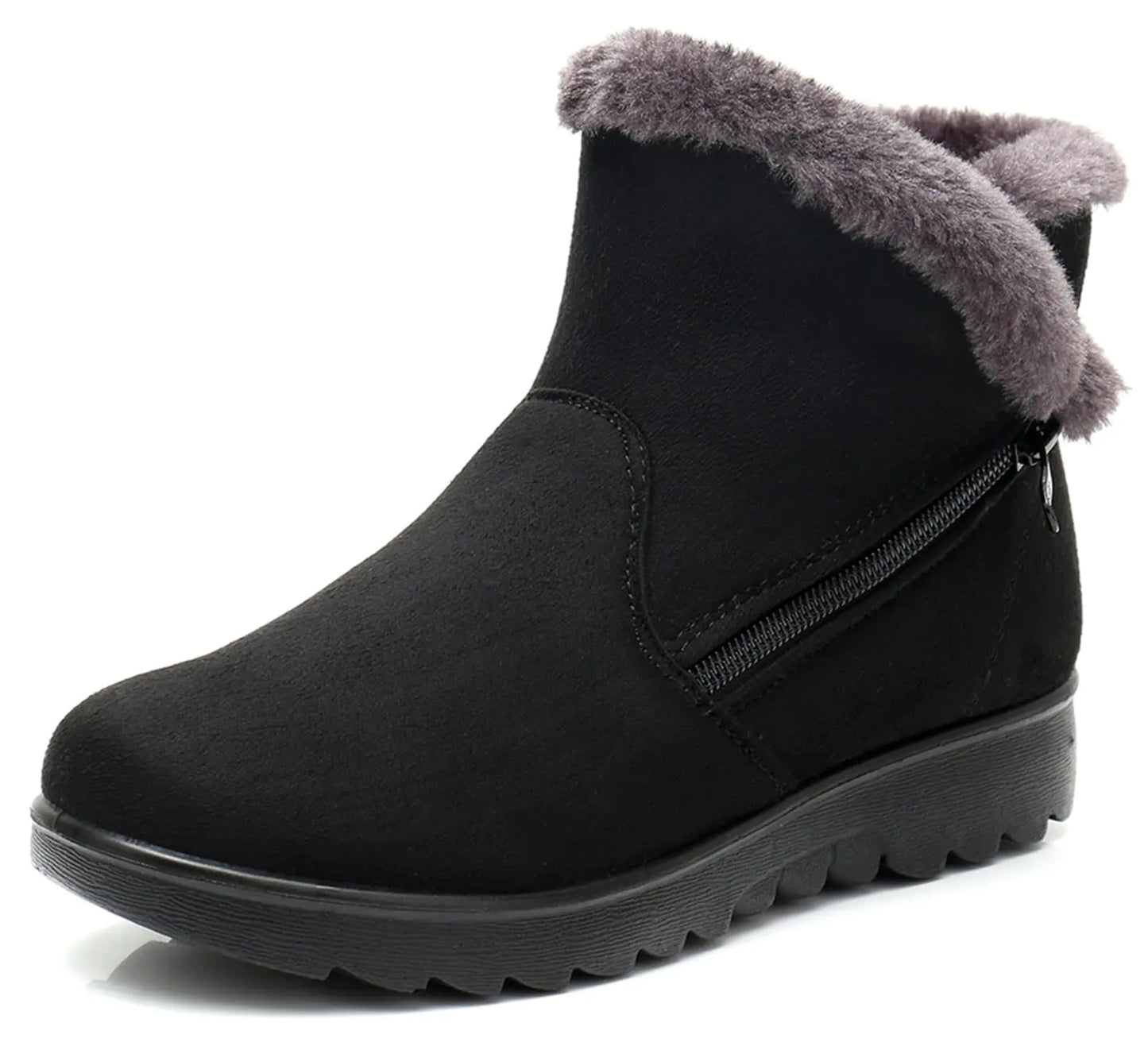 DADAWEN Women's Cozy Fur-Lined Winter Snow Boots - 4.72" Shaft Waterproof Boots