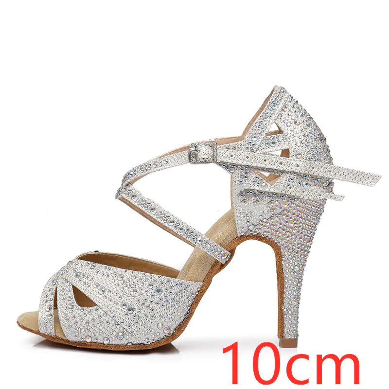 Women's Latin Dance Shoes - High Heel Ballroom Dancing Shoes with Silk Upper