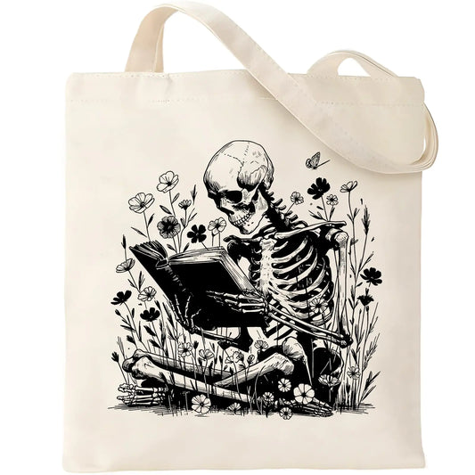 Chic Canvas Book Tote with Zipper Pockets - Durable 15x16 Multi-Purpose Bag