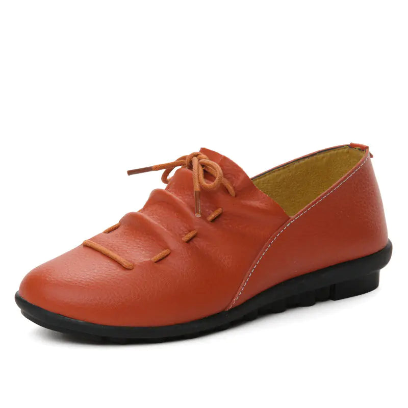 Genuine Leather Women's Flat Shoes - Waterproof Casual Driving Loafers