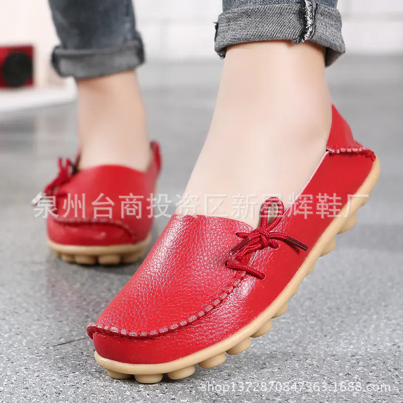 Plus Size Leather Casual Flat Shoes for Women